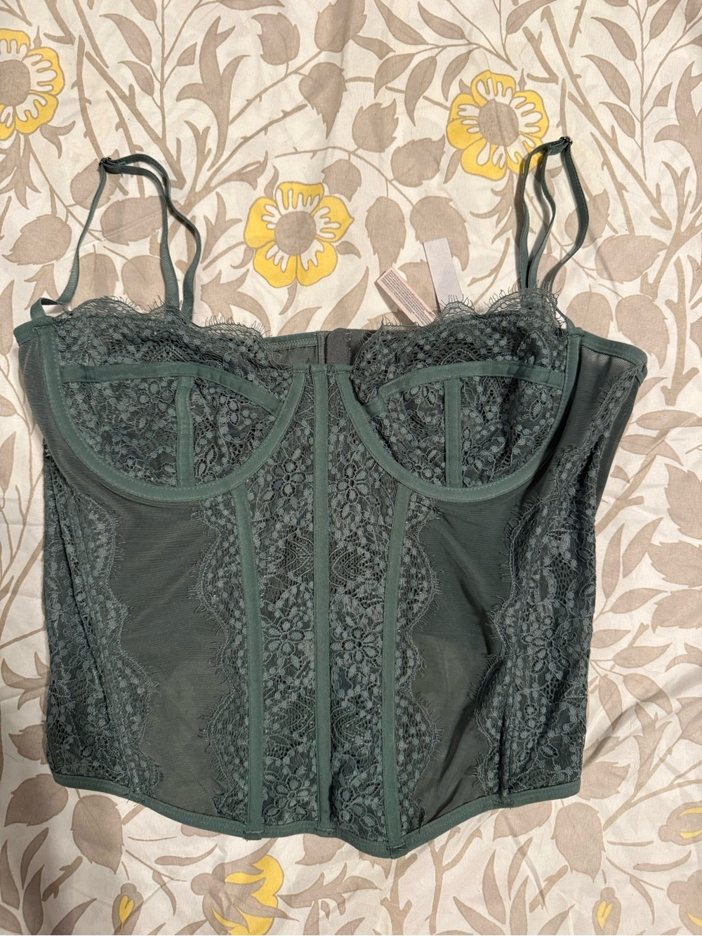 Urban Outfitters Dusty Sage Green Corset-Style Top